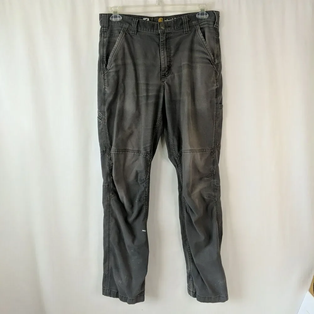 Carhartt Gray Relaxed Fit Cargo Pants Workwear Distressed Men Size 34 Full Swing